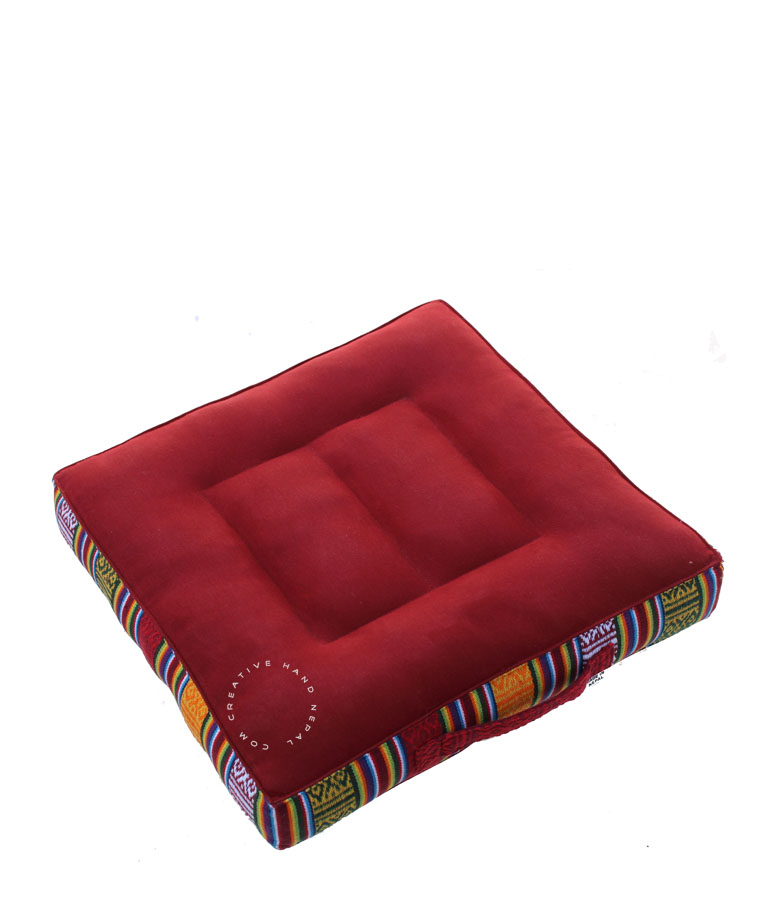 Maroon Square Meditation Cushion 13 X 13 Inch Creativehand Nepal